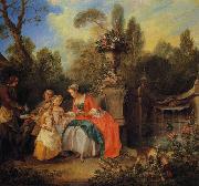 Nicolas Lancret A Lady and Gentleman Taking Coffee with Children in a Garden Spain oil painting artist
